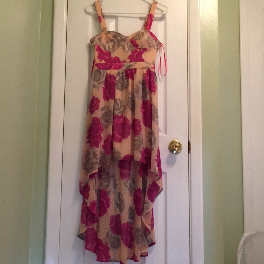 Pink Floral High Low Dress